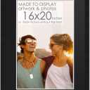 16x20 Frame Black Wood with Black Mat | 18x24 Frame Matted to 16x20 | Display Your Picture Under UV Acrylic Shatter Guard Front, with Foam Board Backing and Wall Hanging Hardware - Wood Frame