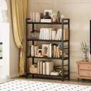 4 Tier Bookshelf 31.49" Width, Tall Book Shelf Storage and Organization, Wooden and Metal Industrial Bookcase, Large Book Shelves for Home Living Room Bedroom Office Storage(Black), 4 Tier - 31.5" W