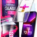 Screen Protector for iPhone 13/13 Pro (2Pack), Easy Auto-Align Install Kit, 6.1" Tempered Glass, 9H Hardness, Ultra HD Clear, Case Friendly, EasyShield