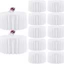 12 Packs 120 Inch White Round Tablecloth in Diameter, Washable Polyester Fabric Tablecloths, Wrinkle Resistant Table Cloth for Wedding Party Banquet Dining