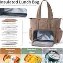 Lunch Tote Bag for Women, 3 in 1 Work Bag with Lunch Compartment | Lightweight 15.6 Laptop Bag w/ 40oz Cup Holder, Puffer Lunch Box Women Cooler Purse for Office Picnic Travel Teacher Nurse