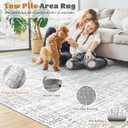 6x9 Area Rugs Washable Rug, Abstract Living Room Rug Large Neutral Modern Area Rug Soft Non Slip Low Pile Stain Resistant Indoor Carpet for Bedroom Nursery Kids Dining Room Office(Grey, 6'x9')