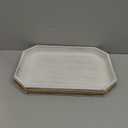 MAONAME Wood Serving Tray, Farmhouse Wooden Tray for Coffee Table, Octagonal Beaded Trays, Vintage White Decorative Trays for Living Room, Kitchen, 15.7" X 10.2" X 1.6"