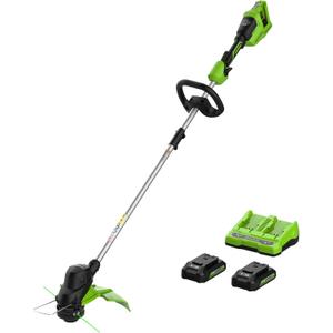 Greenworks 48V (24V x 2) 15" String Trimmer, (2) 2Ah Batteries and 4A Dual Port Charger Included