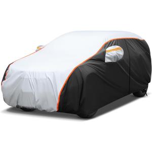 10 Layers Car Cover Waterproof All Weather Rain Snowproof UV Protection Windproof Outdoor Car Snow Cover with Zipper Cotton, Fit for Volvo V60, Audi A4 Avant Allroad, BMW 3 Series Touring(178-190'') (A8 FIT STATION WAGON/MPV, Silver)