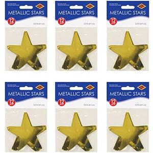 Beistle S57027-GDAZ6 Metallic Star Cutouts, 72 Piece, 3.5", Gold