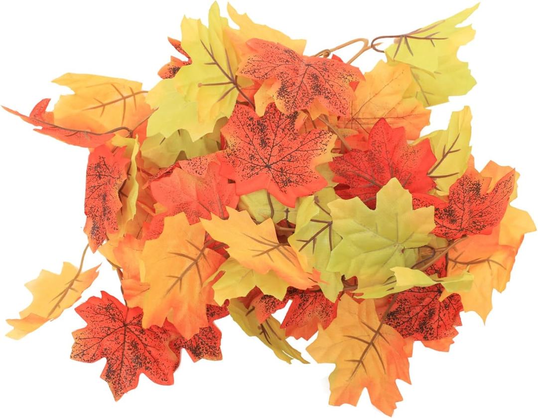 GLEAVI Thanksgiving Maple Leaf Garland Artificial Autumn Leaves Vine for Home Decor Harvest and Halloween Parties Elegant Fall Decoration for Indoor and Outdoor Use