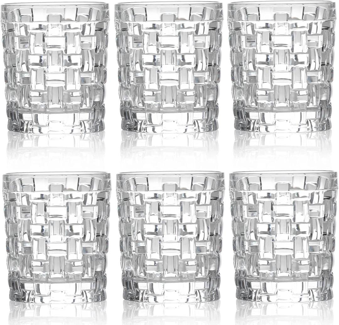Dicunoy 6 Pack Juice Drinking Glasses, 8 oz Water Glasses with Heavy Base, Crystal Small Beverage Cups for Soda, Water, Milk, Whisky, Beer, Cocktail