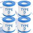 Pool Filter Cartridges Pool Filters, Cartridge for Above Ground Pool Filter, Cartridge Accessory for Use in 300 Gallon Easy Set Pool Filter Pump (4 Pack, Type D)