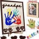 10" Hands Down Best Grandpa Ever DIY Handprint Kids Frame with Paints, Car Picture Holder, Photo Ornament, Fridge Magnet, Art Craft Family Keepsake Birthday Father's Day Gift for Pops, Papa HF610 (10L" x 8W")