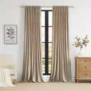 100% Full Blackout Champagne Beige Velvet Curtains 108 inch Long for Living Room,Set of 2 Liner Rod Pocket Back Tab Thermal Window Curtains Room Darkening Heavy Decorative Curtains Drapes for Bedroom