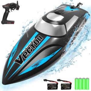 VOLANTEXRC RC Remote Control Boat for Pool2.4Ghz Control Rc Boats for AdultsLake Electric Boat with Water Cooling System 2Rechargeable Batteries (Black)