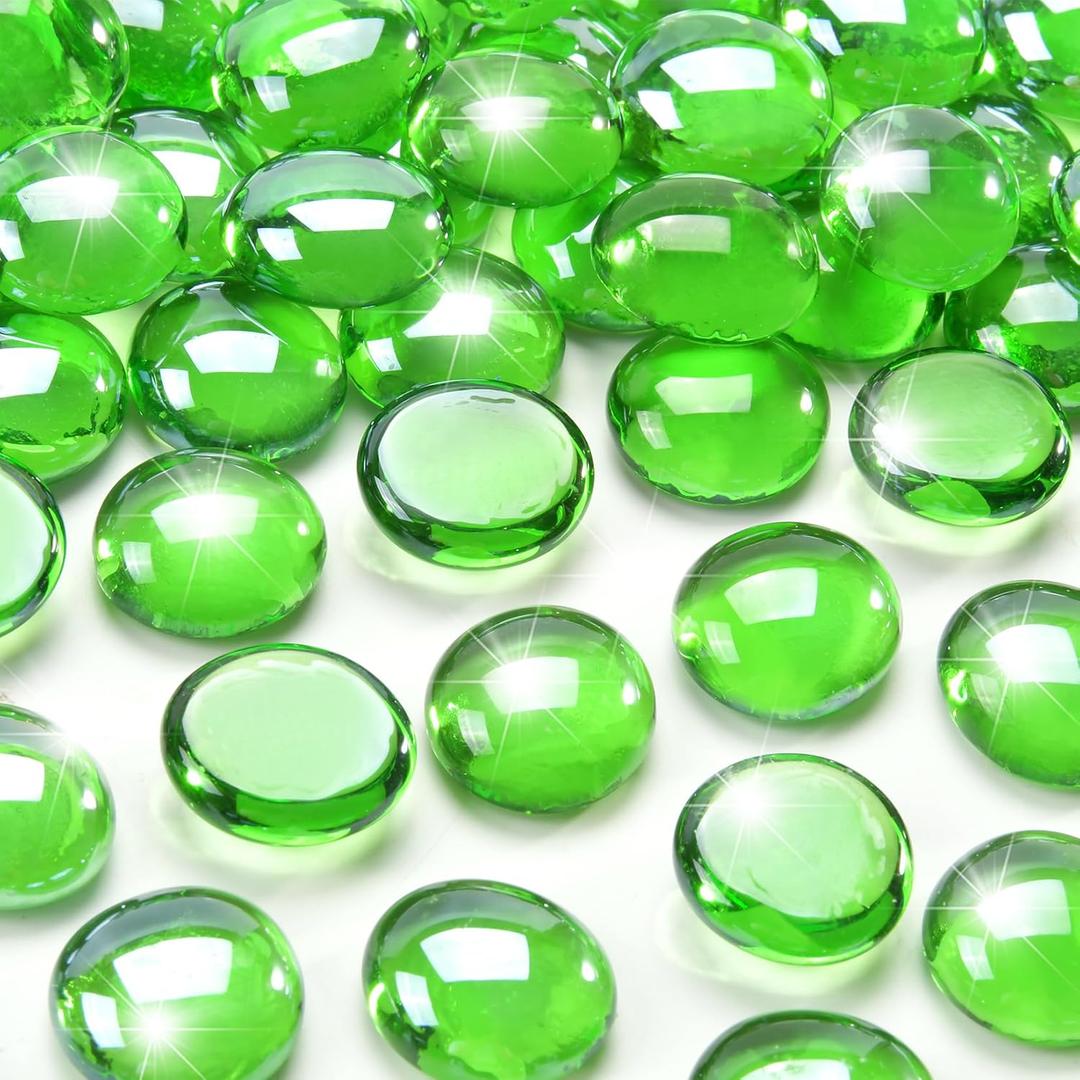 10 Pounds Emerald Green Fire Glass Beads 3/4 Inch Firepit Gems for Fire Pit Table, Fireplaces, Fire Bowl, Garden Landscaping & DIY Crafts