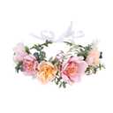 Vivivalue Women Floral Crown Flower Garland Headband Hair Wreath Floral Headpiece Halo Boho with Ribbon Wedding Party Photos Pink (46)