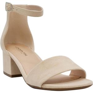 LONDON FOG Women's Nikki Low Two Piece Block Heel Dress Shoe Ladies Ankle Strap Pump Sandal (9, Nude)