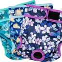 Paw Legend Washable Reusable Female Dog Period Diapers for Heat Doggie Puppy Diapers for Female Dogs (3 Pack, X-Large) (Pretty Flower)