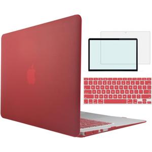 MacBook Pro Retina 15 inch Case Release 2012-2015,4 in 1 Bundle Plastic Hard Shell Snap on Case with Keyboard Skin Screen Protector for Mac Book Pro 15.4 with Retina Display A1398, WineRed