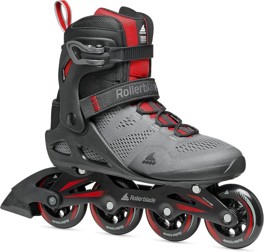 Rollerblade Macroblade 84 Men's Adult Fitness Inline Skate, Dark Gray & Red, Performance Inline Skates, 11/11.5