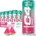 C4 Smart Energy Drink - Sugar Free Performance Fuel & Nootropic Brain Booster, Coffee Substitute or Alternative | Watermelon Burst 12 Oz - 12 Pack (EXP 08/31/26)