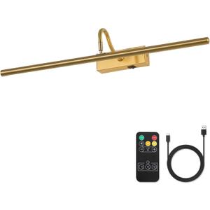 Picture Light,10000mAh Picture Lights for Wall with Remote,24 inch Art Light for Paintings, Gallery Lighting for Photo, Artwork Frame, Portrait(Gold) (23.6 inch)