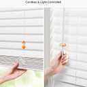 LazBlinds Cordless Faux Wood Blinds, 36" W x 48" H, White | Room Darkening & Light Control, 2 Inch Horizontal Window Blinds with Crown Valance, Blinds for Indoor Windows