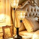 Lightdot Mid Century Modern Flower Table Lamp Dimmable Vintage Black Lamp