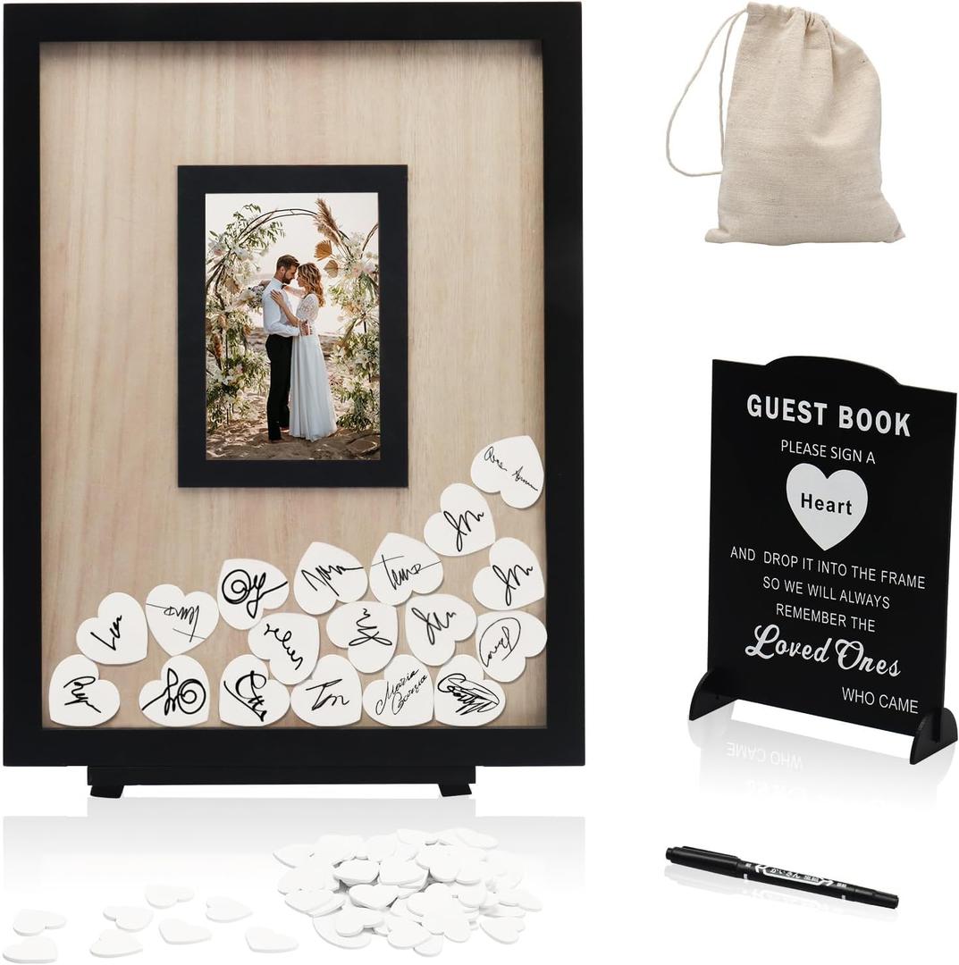 Wedding Guest Book Alternative, Guest Book Wedding Reception, Wedding Guest Book with Wooden Hearts Guest Book Signs for Wedding Anniversary Birthday Party Baby Shower