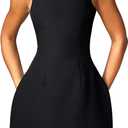LuFeng Women's Summer Sexy Sleeveless Zipper Mock Neck Slim Fit A-line Mini Dress Bodycon Party Club Dress for Women (Black) Small