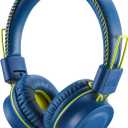 POWMEE M2 Kids Headphones Wired Headphone for Kids,Foldable Adjustable Stereo Tangle-Free,3.5MM Jack Wire Cord On-Ear Headphone for Children/Teens/Girls/School/Kindle/Airplane/Plane/ (Blue)
