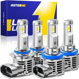 AUTOONE H11/H9/H8 9005/HB3 LED Bulbs Combo, 80000LM 900% Brighter H11 9005 White 6000K Fog Lights Canbus, 10YR Lifespan, Pack of 2