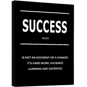 LMGOV Motivational Wall Decor, SUCCESS Office Wall Art for Men, Inspirational Canvas Painting for Bedroom, Black and White Poster for Bathroom, Home Office, Dorm, Gym (12'' x 16'', SUCESS)