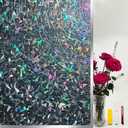 COUNTEWOL Blackout Window Film，Sun Blocking Window Privacy Cover for Glass Removable Darkening Dark Black Out Window Cover Tint Shades for Home Day Sleep Light Blocker（ Black Rainbow 23.6 x157.4 in）