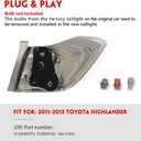 Huray Left Tail Light for Toyota Highlander 2011-2013 Driver Side Halogen Taillight Lamp Assembly Replacement for TO2800185 815600E070