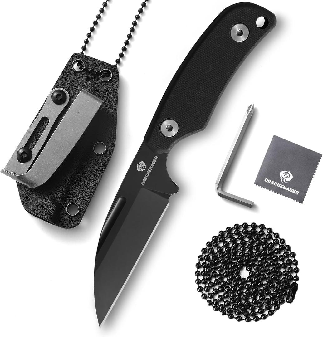 Neck knife Full Tang Knife with D2 Steel Blade, G10 Handle, Ergonomic Design for EDC, Camping, Hiking, and Survival