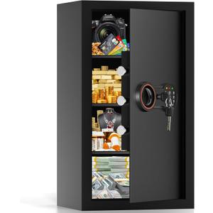 6.0 Cu Ft Large Safe Box for Home Use, 27.6"H Heavy Duty Home Safe with Combination Lock, Alarm System, Removable Shelves, Anti-theft Security Safe for Money Jewelry Documents