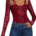 Women Lace Bolero Shrug See Through Floral Cardigan Sheer Mesh Cropped Y2K Going Out Tops (Medium, Wine Red-only the Bolero)