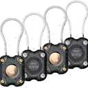for Airtag (1st & 2nd Gen) Holder with Wire Cable 4 Pack, Secure Lock Airtag Keychain,IPX7 Waterproof,360Hard Protective Air Tag Case Holder for Key Chain,Key Ring,Car,Luggage