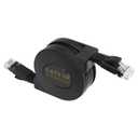 CAT6 Retractable Ethernet Cable 6.6FT - High-Speed RJ45 Cable with Flexible Rubber Coating, Black Plastic Housing, 10Gbps Network Cable for Lag-Free Gaming, Streaming & Office Use