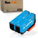 Run Star 2 Pack Remanufactured for 410XL T410XL Cyan Ink Cartridge Replacement for Epson 410XL T410XL use for Epson Expression XP-530 XP-630 XP-635 XP-640 XP-830 XP-7100 Printer (2 Cyan)