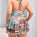 SHENHE Women's Plus Size Halter Mesh Dress Y2K Animal Print Club Mini Dress (L)
