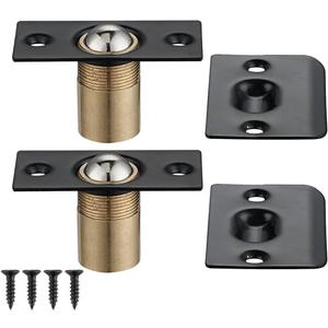 JQK Closet Door Ball Catch Hardware, Stainless Steel Catch Adjustable with Strike Plate, Black Finish, 8 Pack