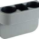 IOKONE Coin Side Pocket Console Side Pocket Leather Cover Car Cup Holder Auto Front Seat Organizer Cell Mobile Phone Holder (Gray)