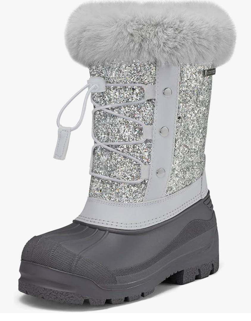 K KomForme Boys & Girls Snow Boots Insulated Fur Lined Warm Anti-Slip Waterproof Winter Boot (Toddler/Little Kid/Big Kid) Size 1