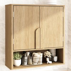 RUSTOWN Wall Mounted Bathroom Cabinets with Rounded Edges & Curved Handles, 23.6 x 7.9 x 24.6 inches