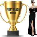 Thyle 5.3 Feet Golden Award Trophy Cup Cardboard Cutout Stand-up Life Size Award Theme Party Decoration Backdrop Photo Props Stand up for Classroom School Rewards Sports Tournament Prizes Party Supply