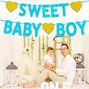 Baby Shower Decorations for Boys, Blue Glitter Sweet Baby Boy Banner, Its a boy Gender Reveal 1st Birthday Party Decorations Supplies