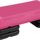 Fitvids Step Aerobic Platform, Exercise Step with 5 levels Adjustable Height, 4 Stackable Risers, Fitness Training Workout Stepper for Home Gym, Cardio Strength, Multiple Options (Pink)