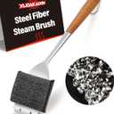 18 Steam Grill Brush Bristle Free,with Extended Luxurious Acacia Wood Handle,Safe Grill Cleaner for Outdoor Grill,Replaceable Head Grill Scraper Tool,BBQ Accessories,Gifts for Men/Dad
