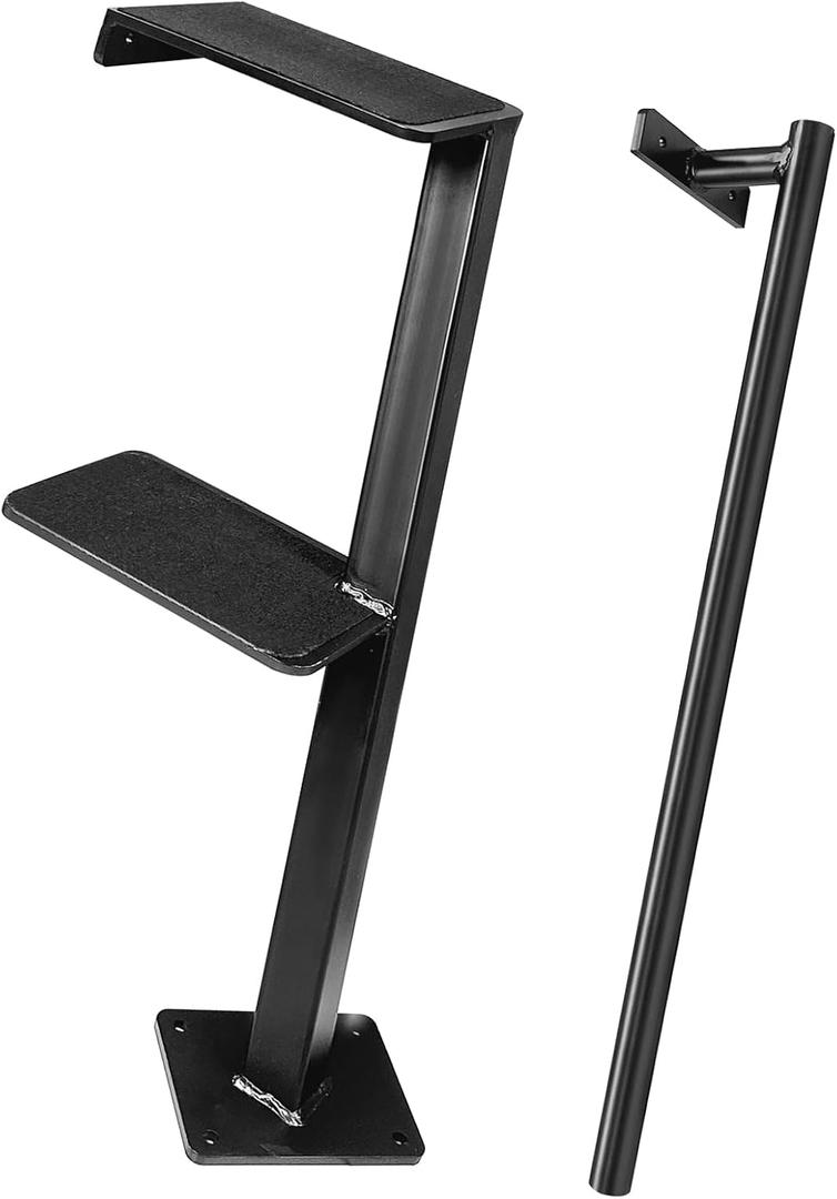 Universal Fit Boat Trailer Steps, Trailer Step Universal Fit for Boat Trailer Black Steel (2 Steps)