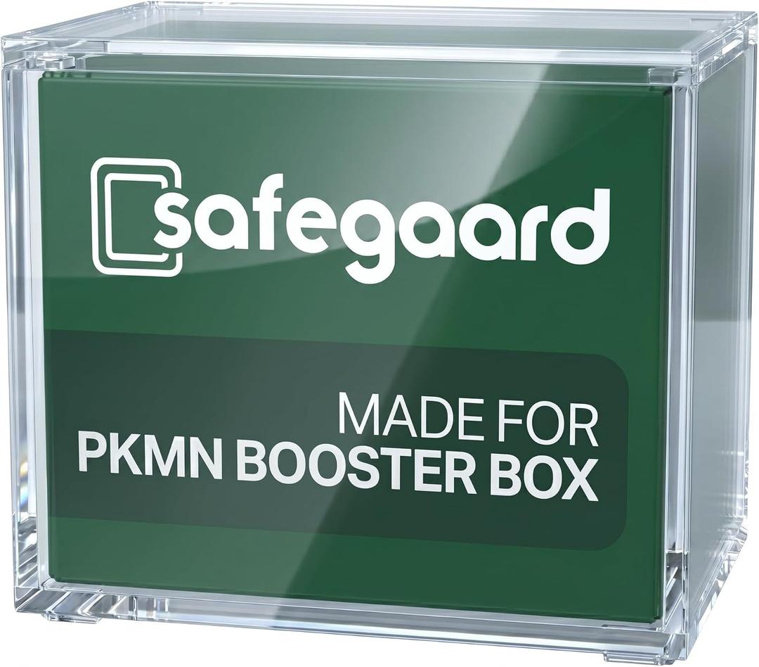 PKMN Booster Box Acrylic Display Protector Case - SafeStack Stackable System - Ultra Thick 8mm+5mm, Rounded Corners/Edges, Acid-Free, PVC-Free - Secure N52 Magnetic lid - Fits Booster Box (ENG)